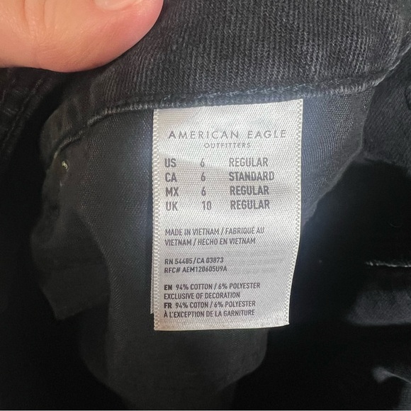 6 American Eagle Black Denim Mini Skirt Button Down Skirt Pockets Hi-Rise A-Line - Picture 15 of 15